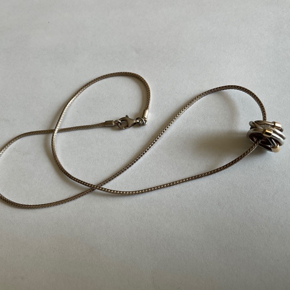 Pandora two tone necklace 14k gold and silver. - Picture 6 of 7